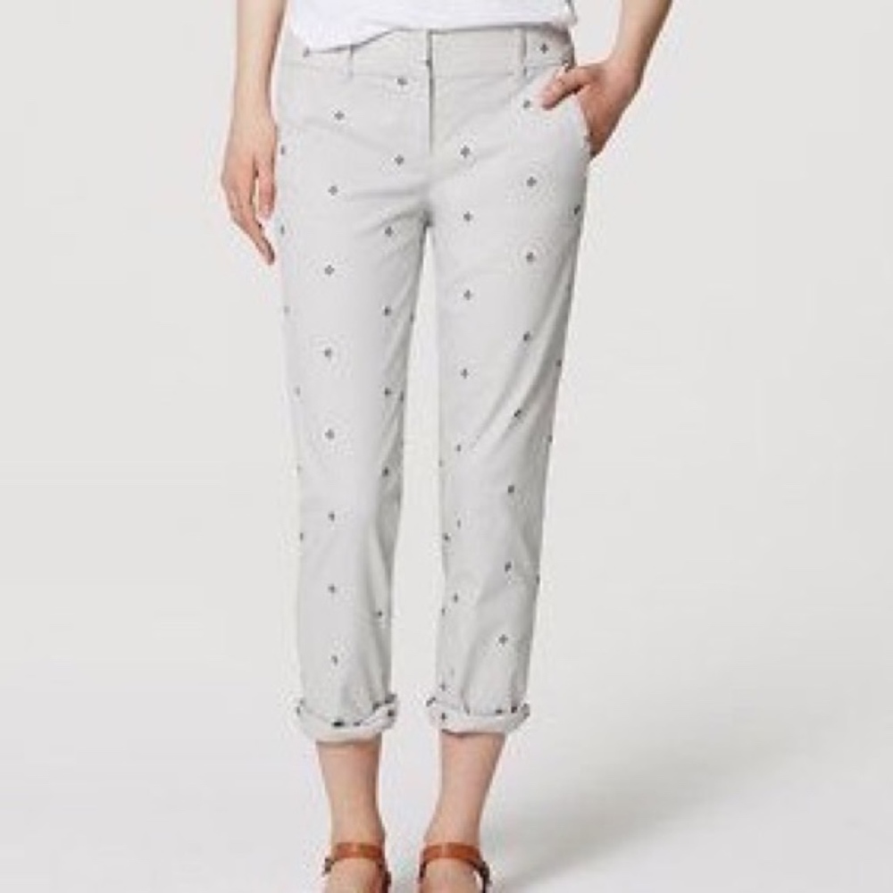 LOFT Marisa Fit Embroidered Chinos